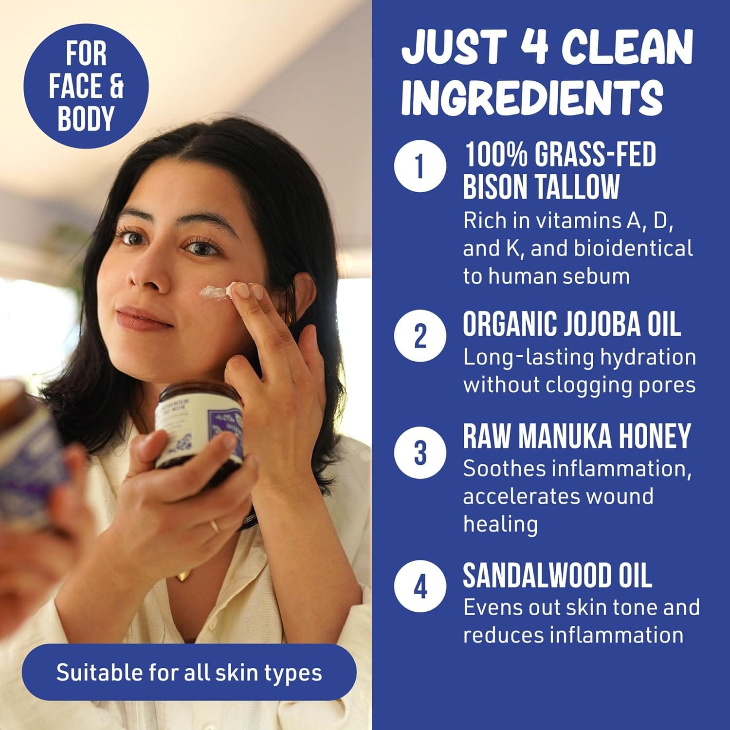 Whipped Bison Tallow &amp; Manuka Honey Moisturizing Balm