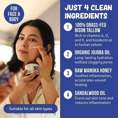 Whipped Bison Tallow &amp; Manuka Honey Moisturizing Balm