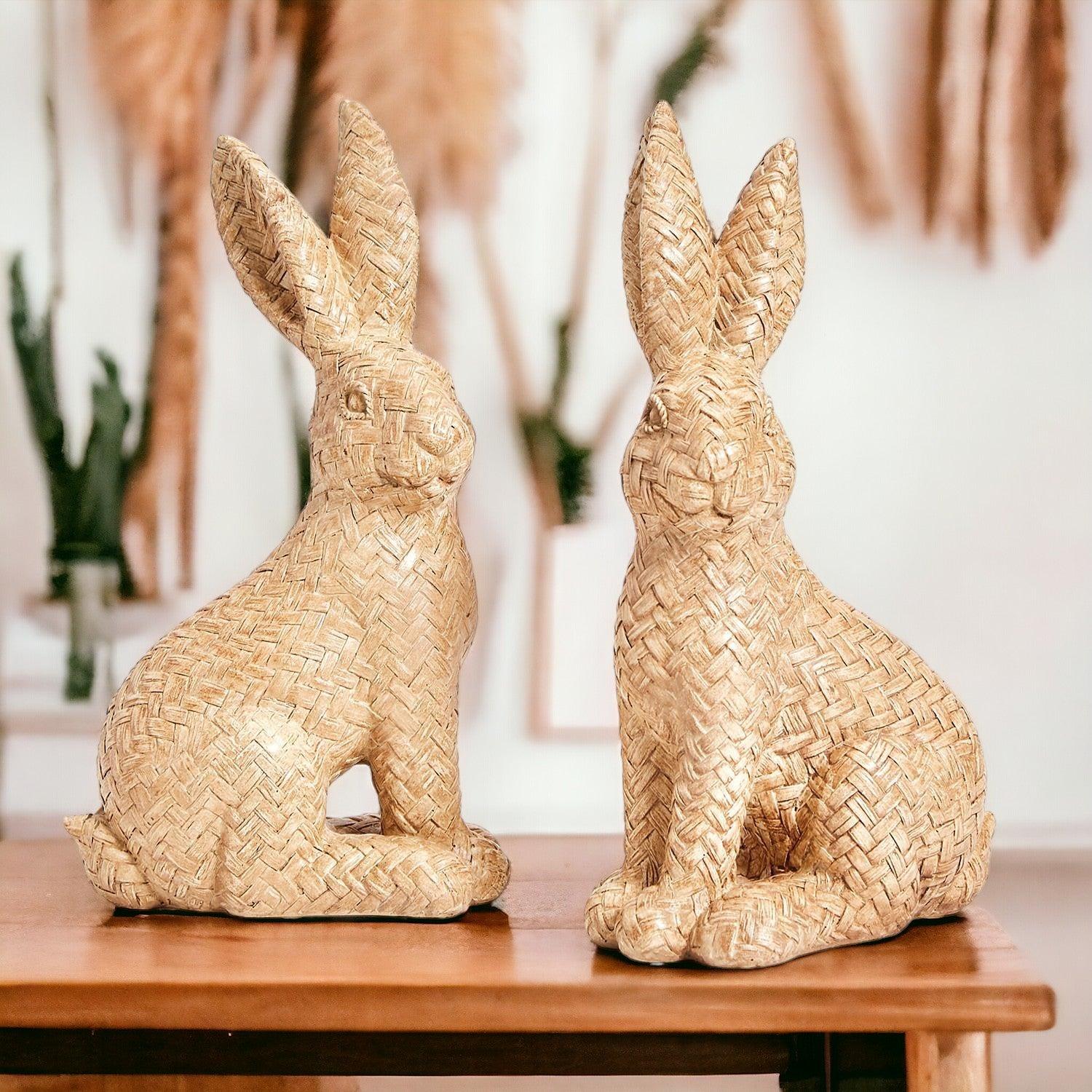 Gia Roma Easter Decorations Neutral Rattan / Set of 2 Basket Weave Bunny