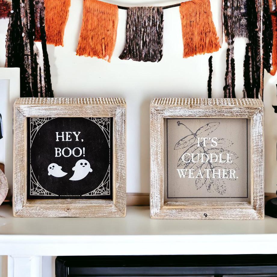 Gia Roma Halloween Sign Hey Boo + Cuddle | Double-Sided