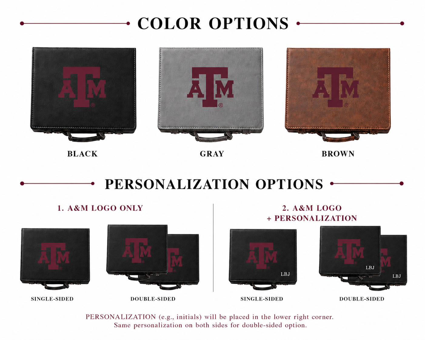 Officially Licensed Texas A&amp;M University 100 Chip Leather Poker Set