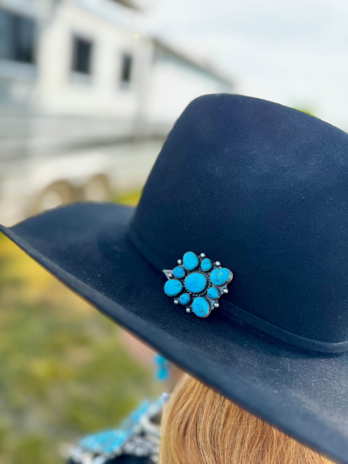 Wilson Dawes Kingman Turquoise Sterling Silver Squash Blossom Set