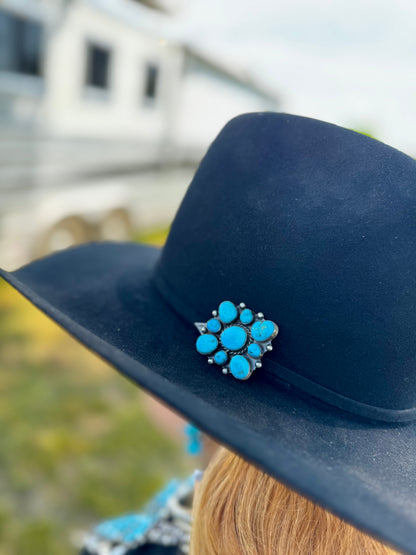 Wilson Dawes Kingman Turquoise Sterling Silver Squash Blossom Set