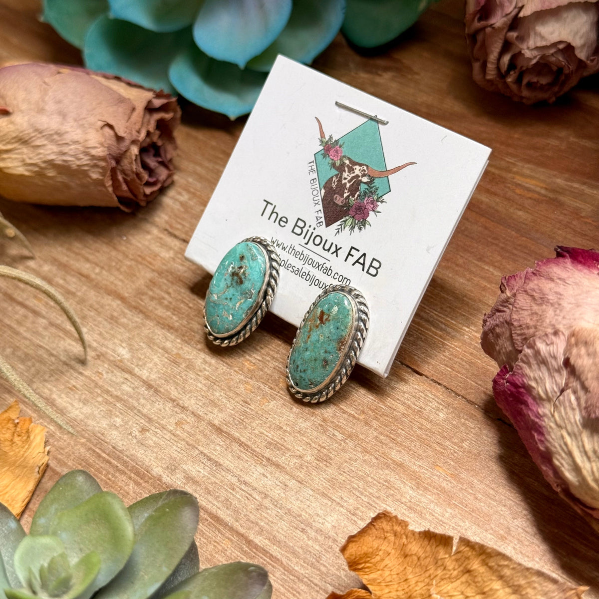 Cripple Creek Turquoise Stud Earrings by Jason Ogg
