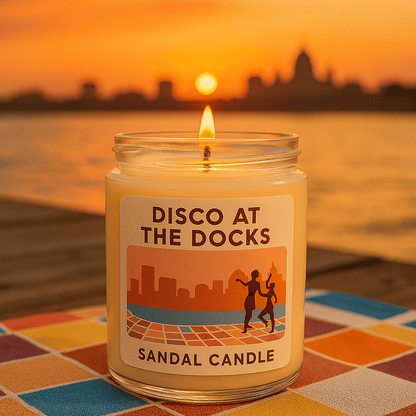 Disco at the Docks – Scented Candle, 9 oz Jar, Vetiver, Jasmine &amp; Fresh Flowers - My American Goods