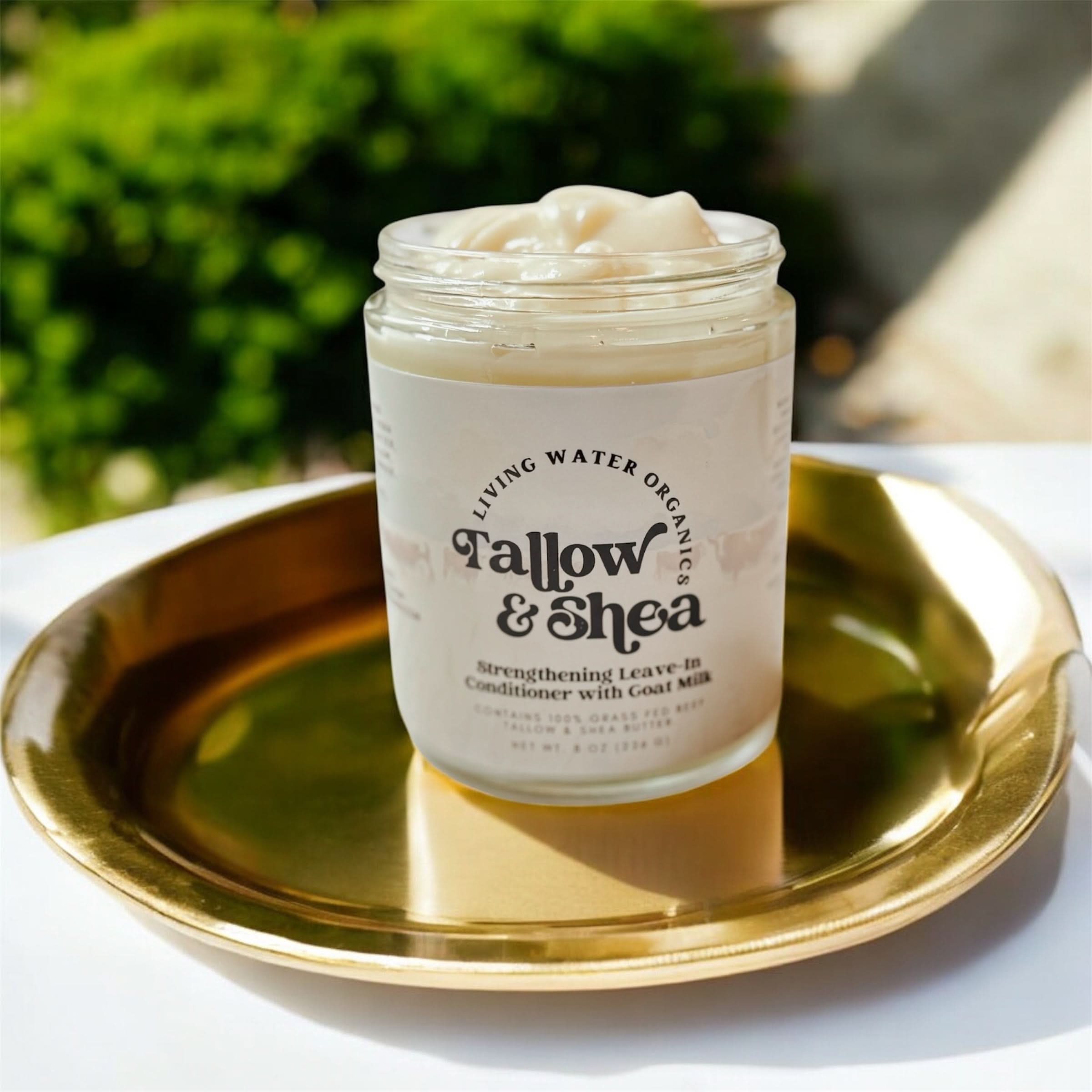 Living Water Organics 8 oz Tallow, Shea &amp; Goat Milk Leave-In Conditioner