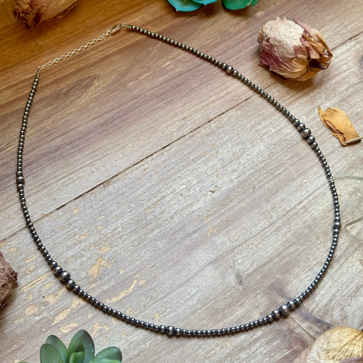 22" Graduated Sterling Silver Pearl Necklace – 3mm