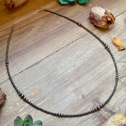 22" Graduated Sterling Silver Pearl Necklace – 3mm