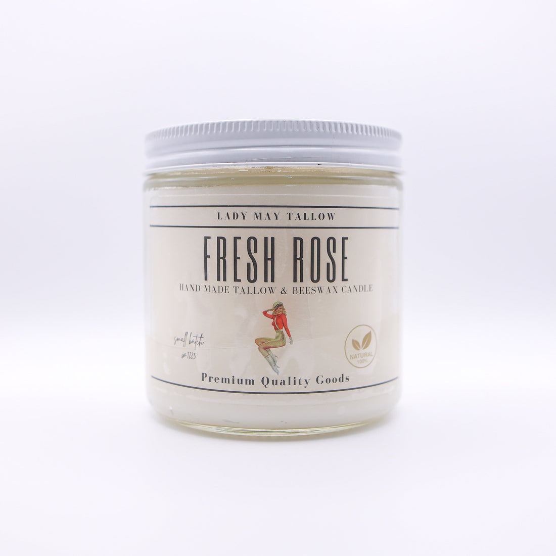 Fresh Rose Tallow &amp; Beeswax Candle | All Natural, Non-toxic, Clean Burning