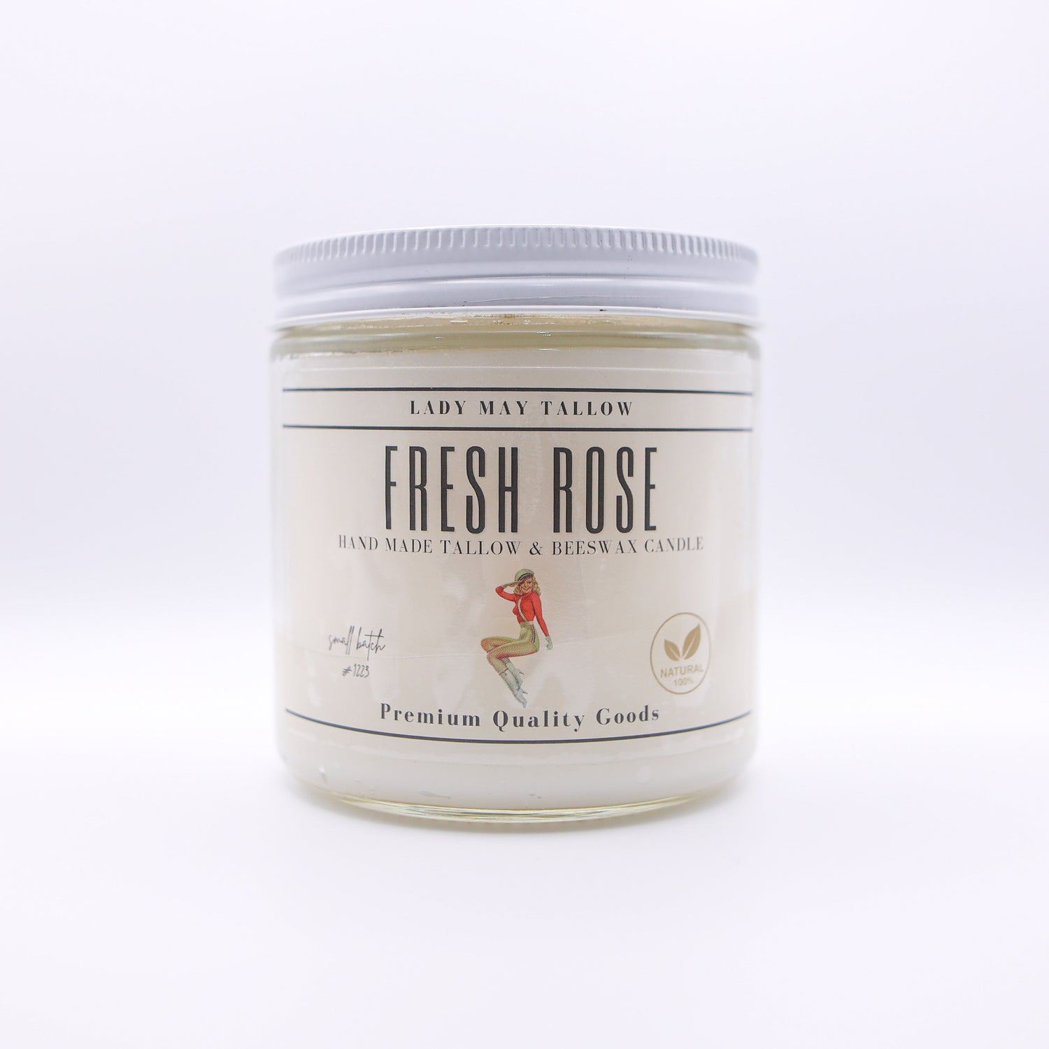 Fresh Rose Tallow &amp; Beeswax Candle | All Natural, Non-toxic, Clean Burning