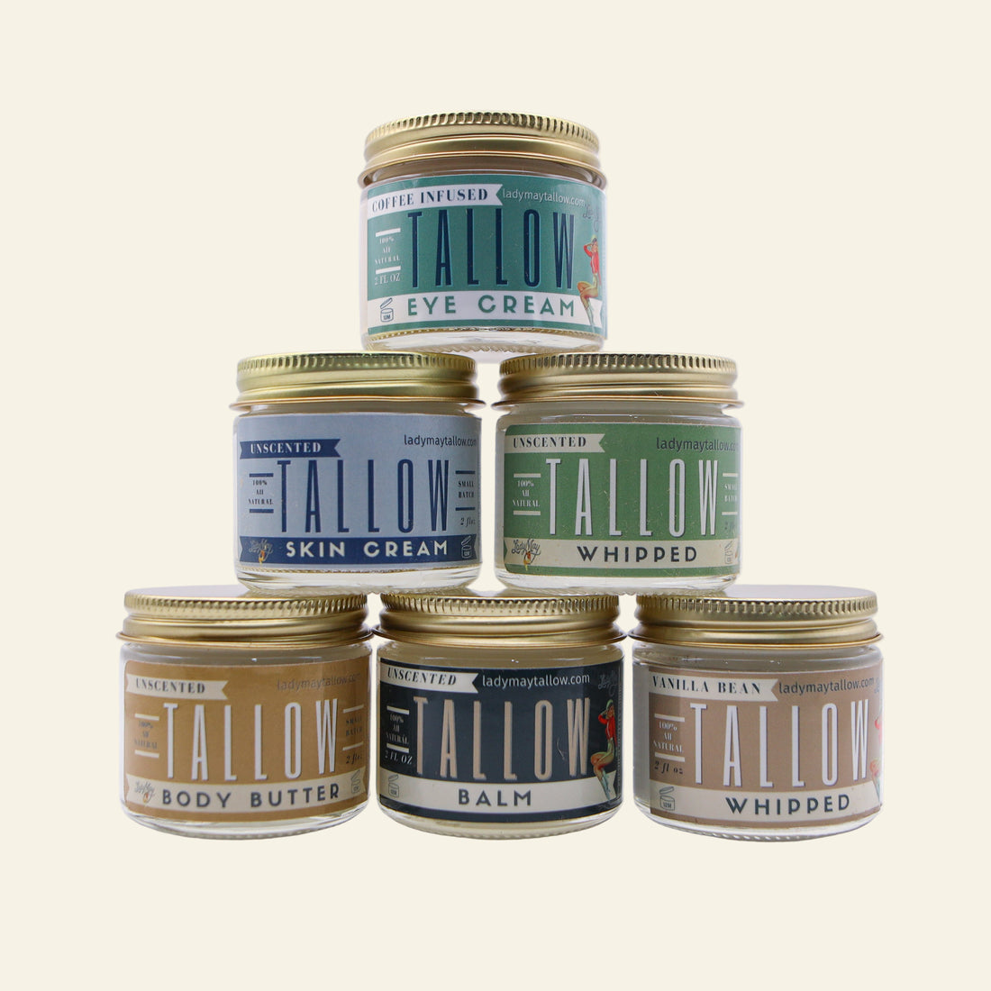 6 Pack Travel Tallow Set | Premium Quality All Natural Gift Box by The Lady May