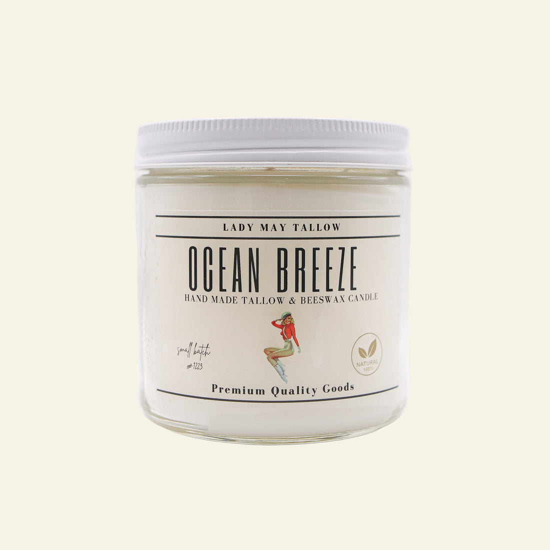 Ocean Breeze Tallow &amp; Beeswax Candle | All-Natural, Non-Toxic, Clean-Burning