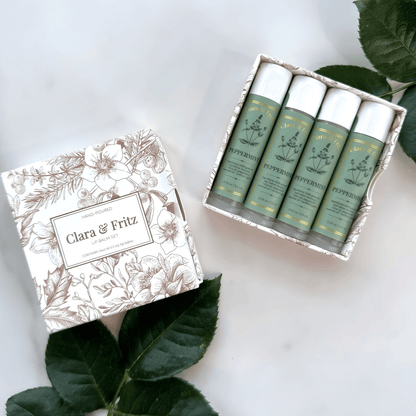 Clara &amp; Fritz Tallow Shop Lip Balm peppermint Lip Balm Boxed Set (4 Pack)