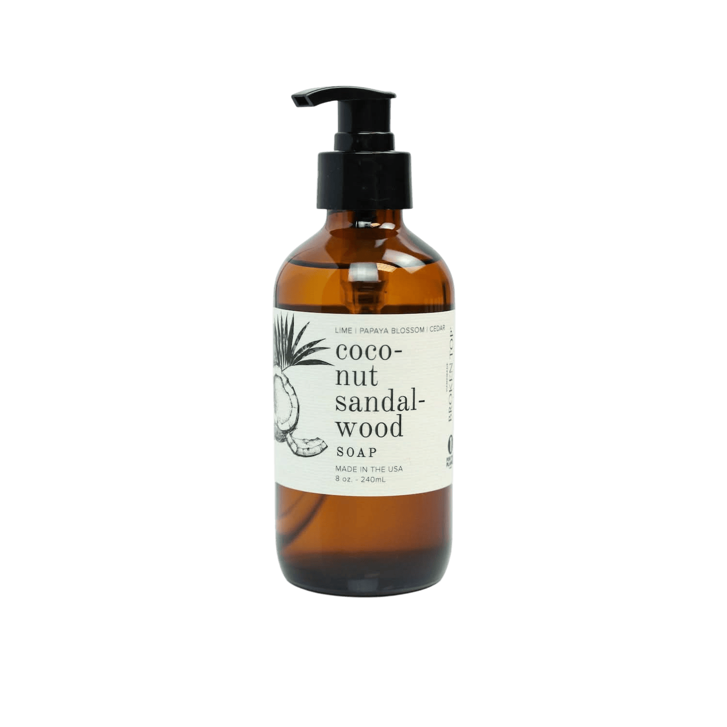 Broken Top Brands Liquid Soap 8 oz Coconut Sandalwood Liquid Soap