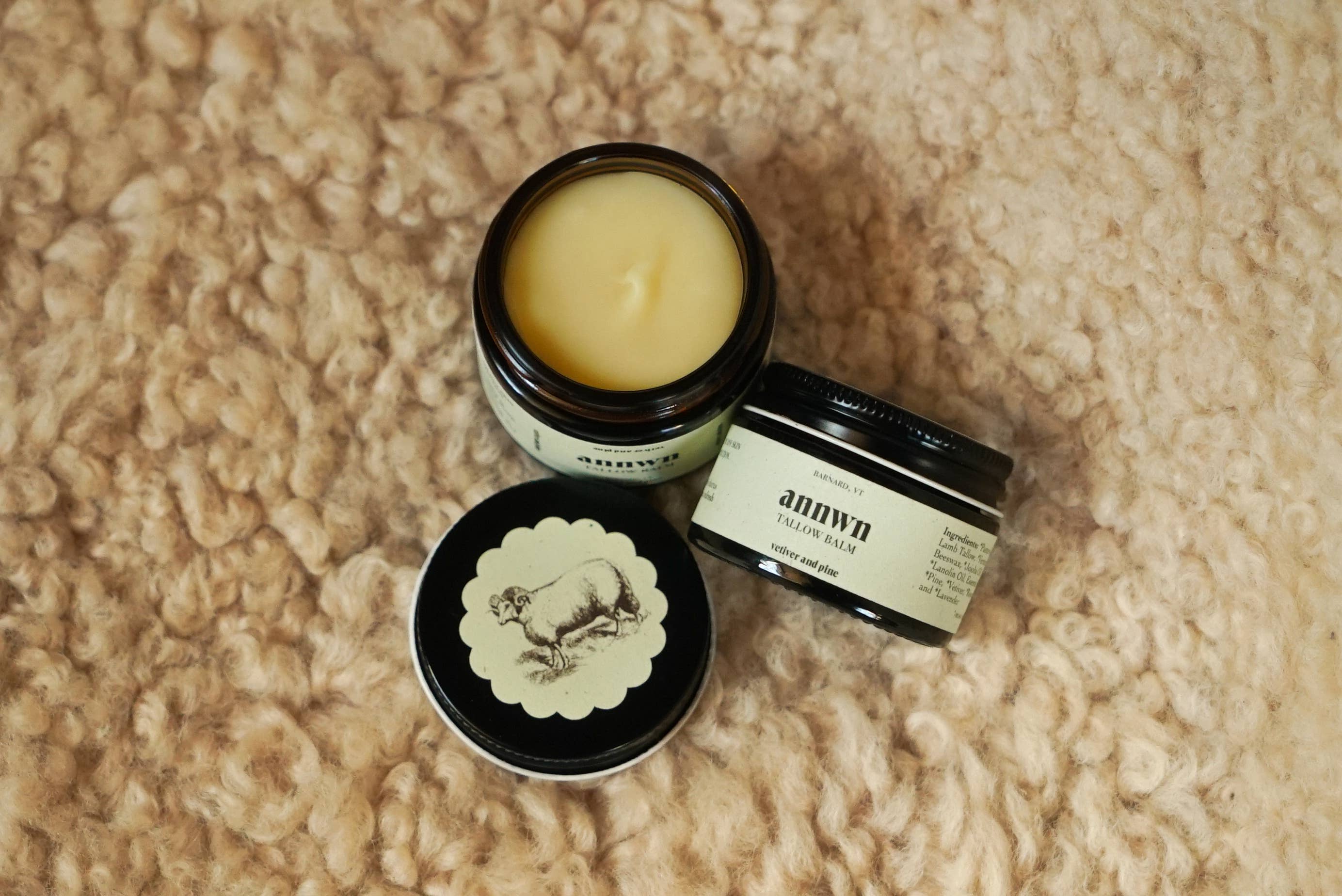 Annwn Lotion &amp; Moisturizer Vetiver &amp; Pine Lamb Tallow Balm
