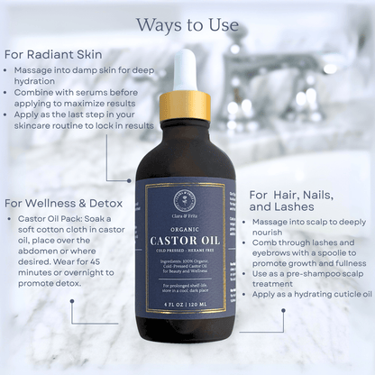 Clara &amp; Fritz Tallow Shop body oil Organic Castor Oil - 4 oz