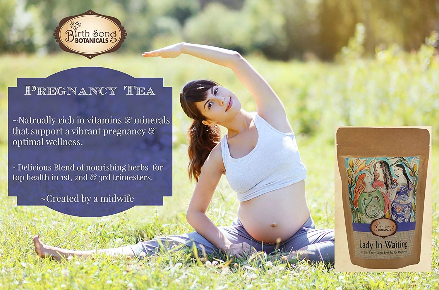 Birth Song Botanicals Co. Tea Lady in Waiting Organic Herbal Tea – Loose Leaf (4 oz)