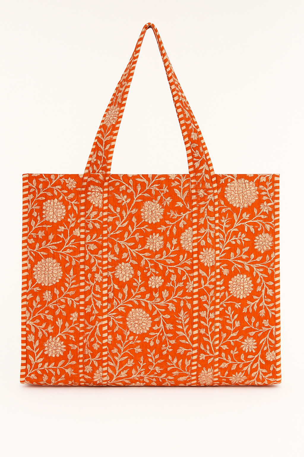 Orange Floral Tote - My American Goods