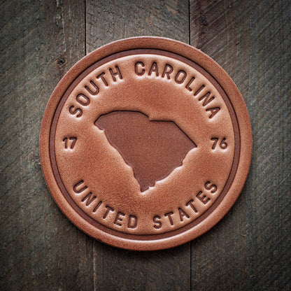 South Carolina State Silhouette Leather Coaster