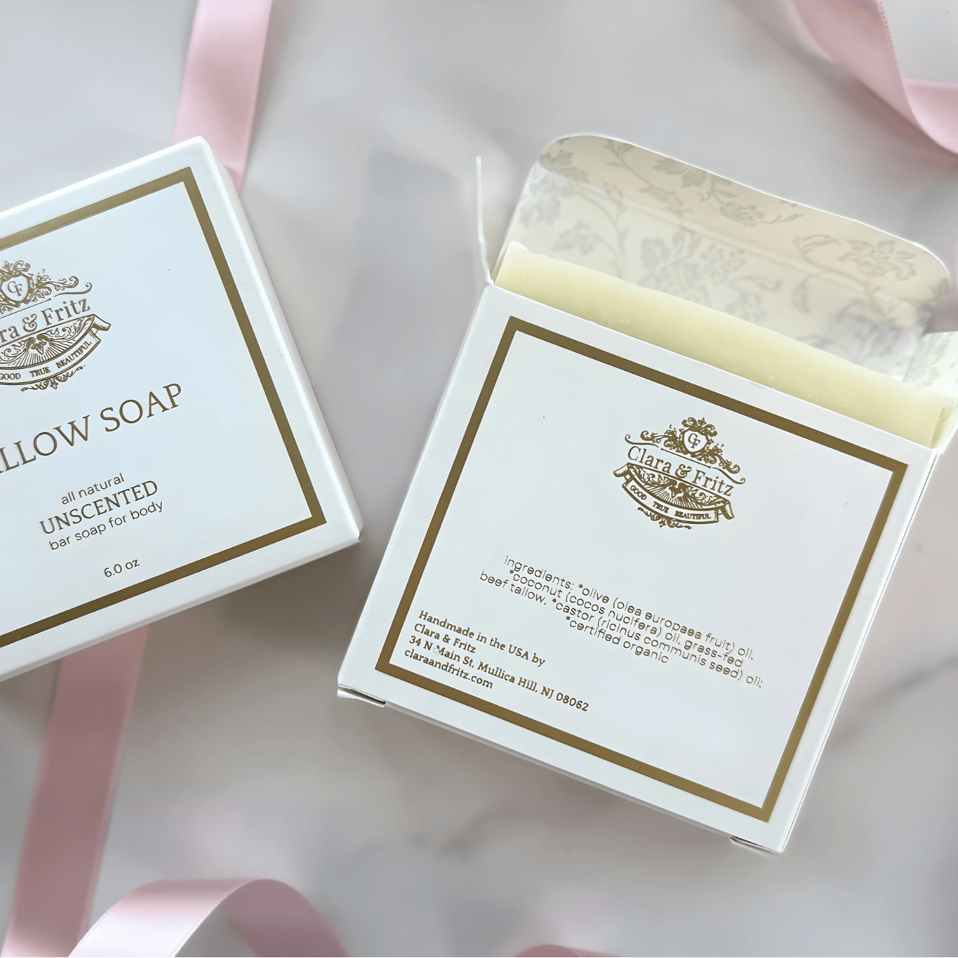 Clara &amp; Fritz Single / Unscented Bar Tallow Body Soap Bar