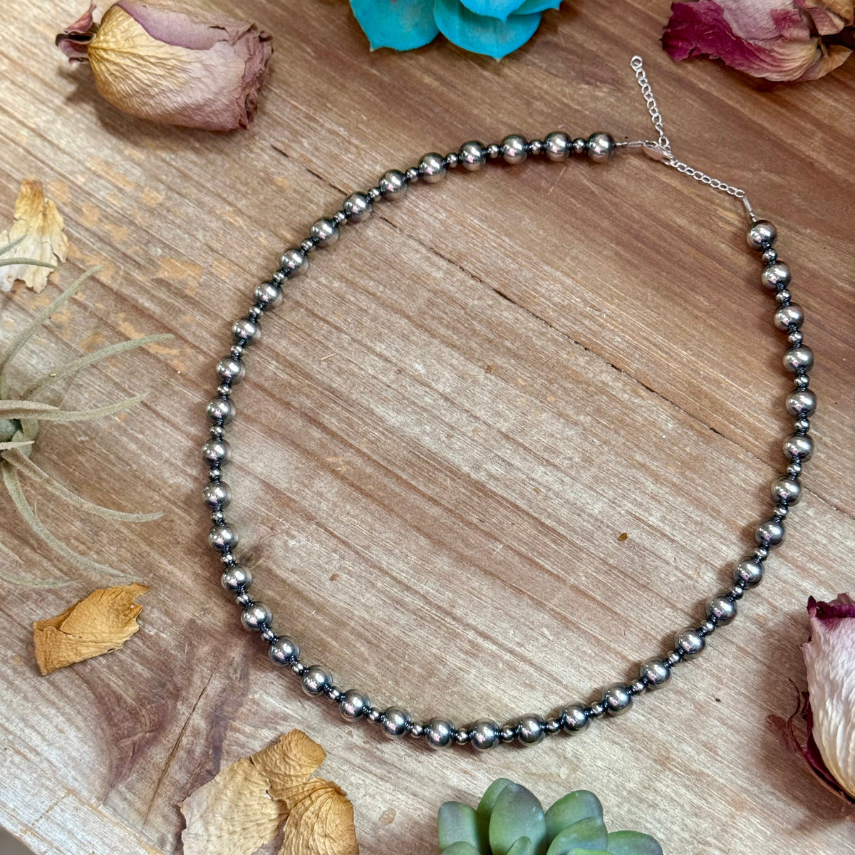 18" Sterling Silver Pearl Necklace – 4mm &amp; 8mm