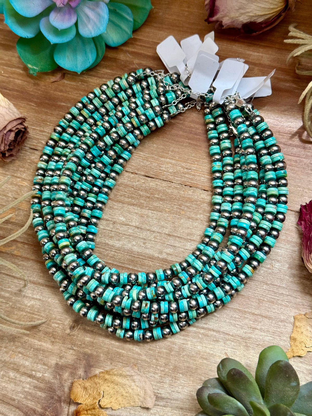 14" Sterling Silver Pearl &amp; Heishi Choker – 6mm