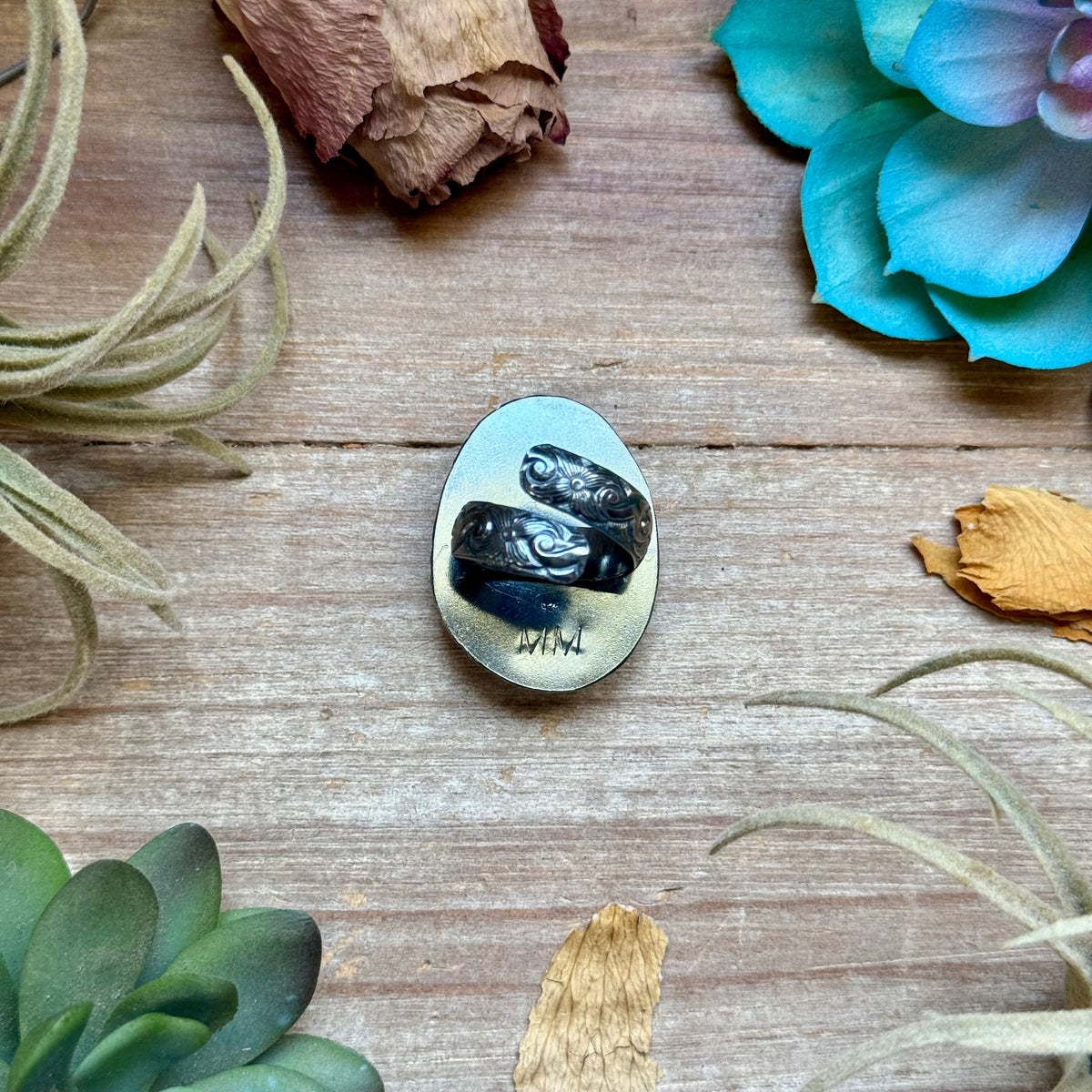 MJ Blue Larimar Oval Sterling Silver Ring