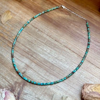 Turquoise Heishi &amp; Hematite Necklace – 18"