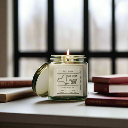 New York - Cinnamon Chai Scented Candle - Coconut Apricot Wax - My American Goods