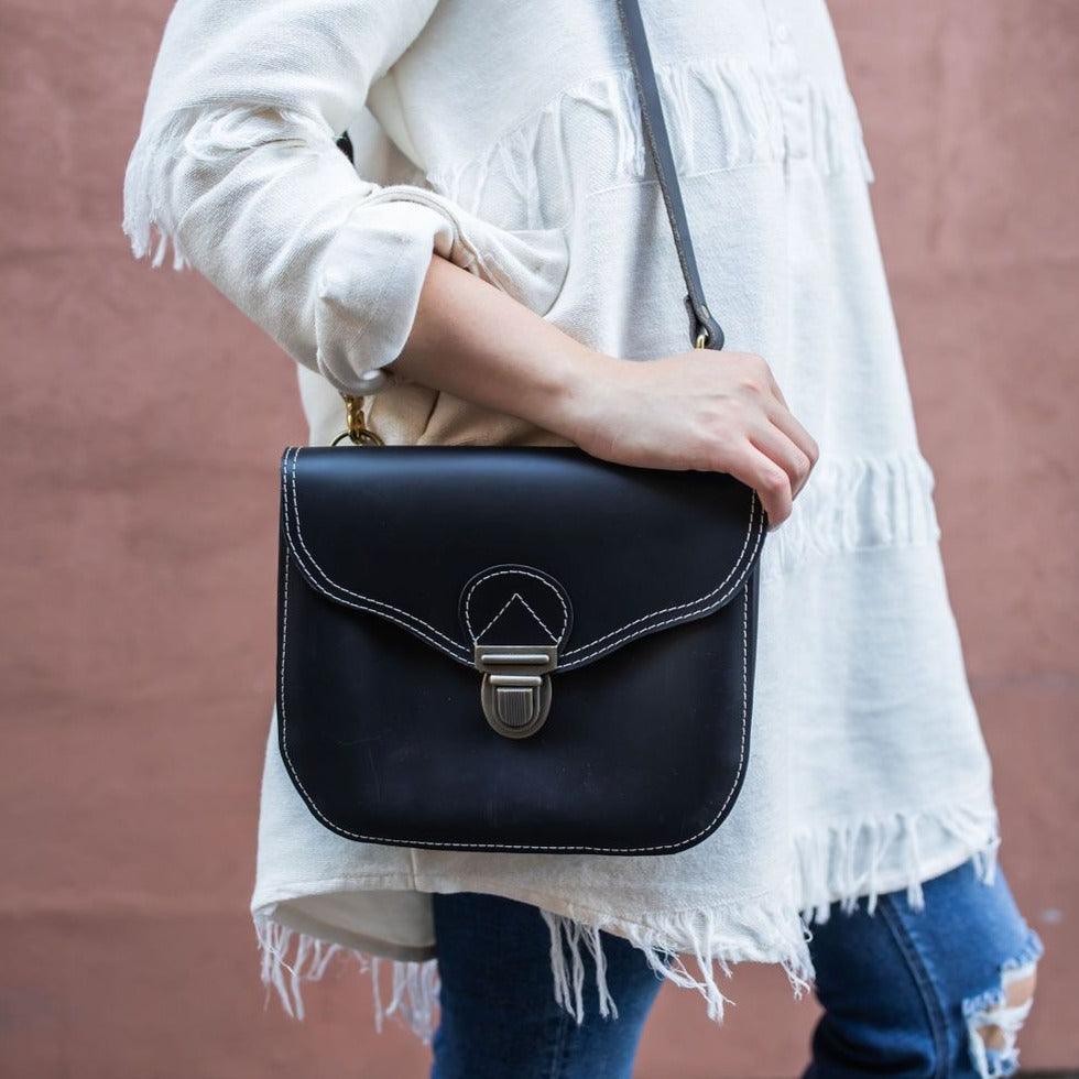 The Local Branch Leather Black Hunt Satchel