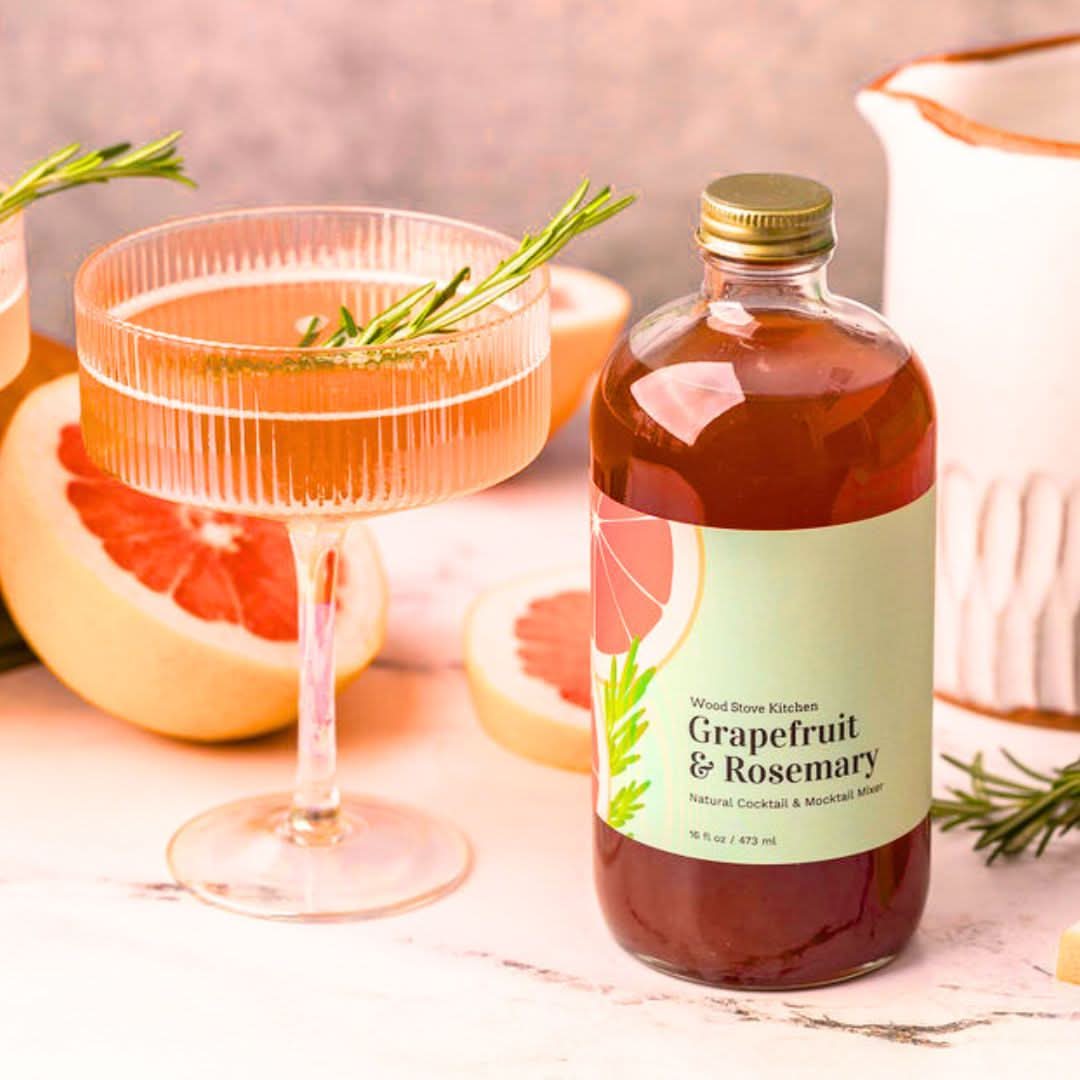 Wood Stove Kitchen Cocktail and Drink Mixers Grapefruit &amp; Rosemary Mixer, 16 fl oz