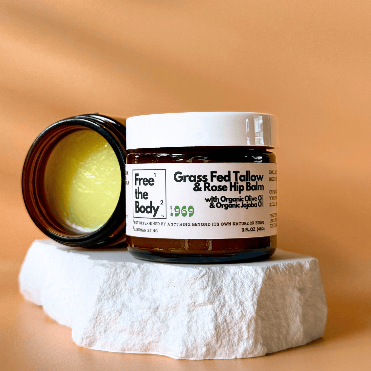 Free the Body Co. Moisturizers 1969 Grass Fed Tallow and Rose Hip Balm, Small Batch, Bare