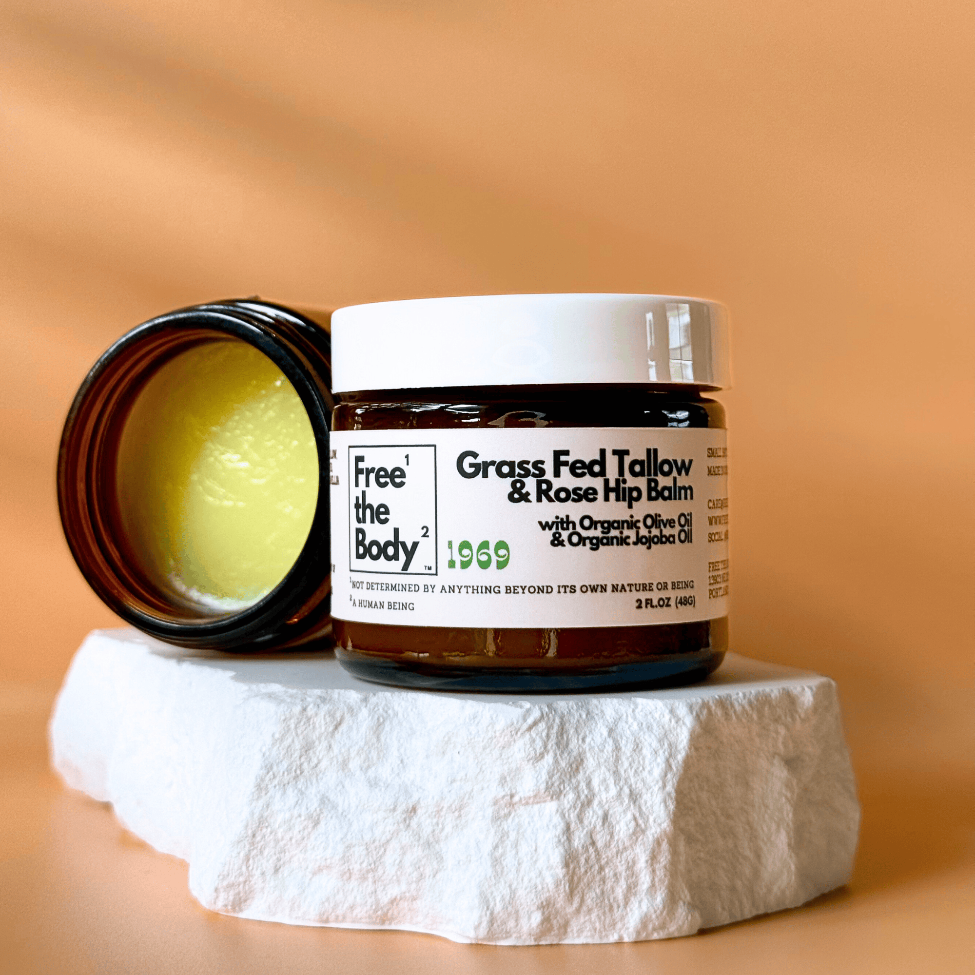 Free the Body Co. Moisturizers 1969 Grass Fed Tallow and Rose Hip Balm, Small Batch, Bare