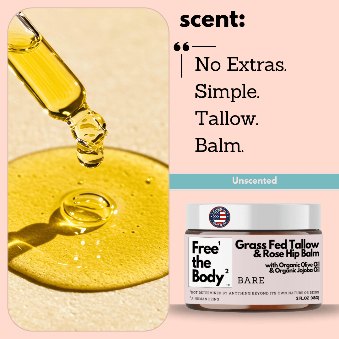 Grass Fed Tallow and Rose Hip Balm, Small Batch, Bare