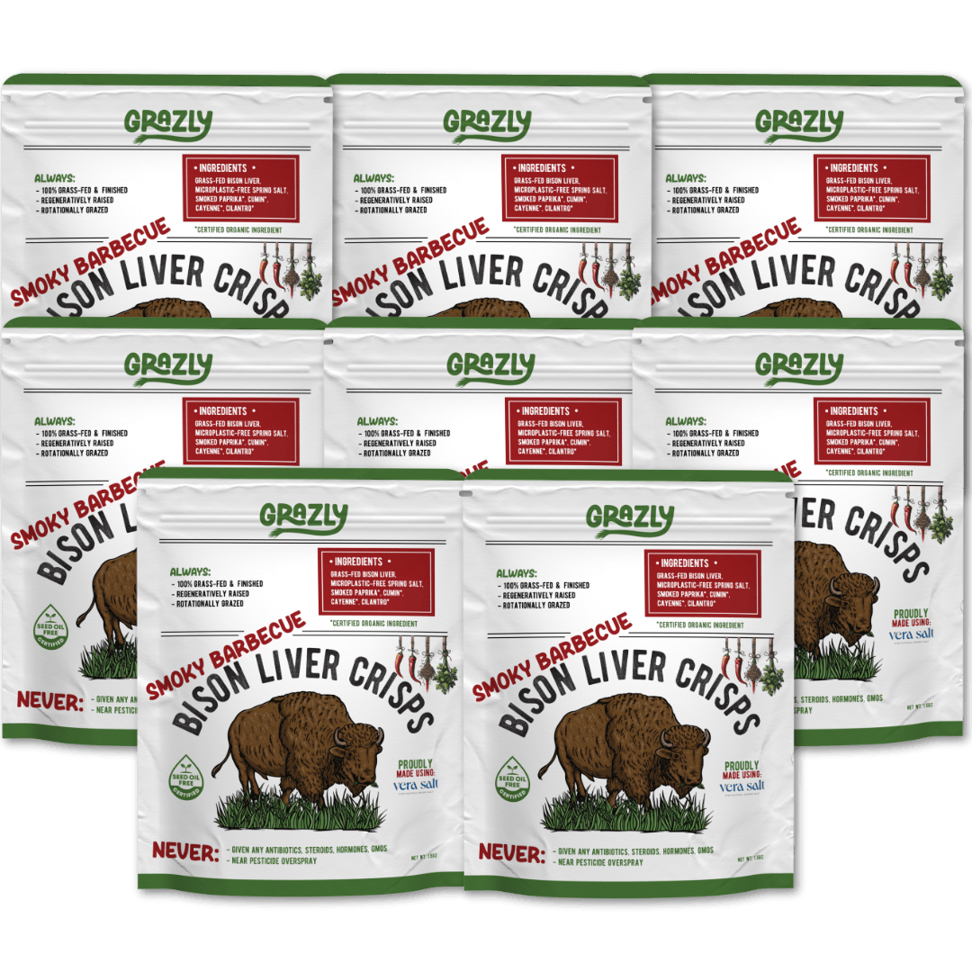 Grazly Bison Crisp Smoky Barbecue / 8 Pack Bison Liver Crisps - 100% Grass-Fed/Finished