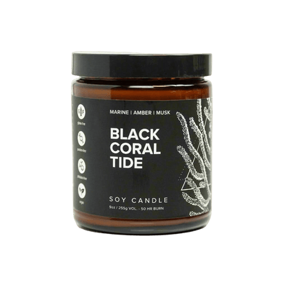 Soy candle jar labeled &