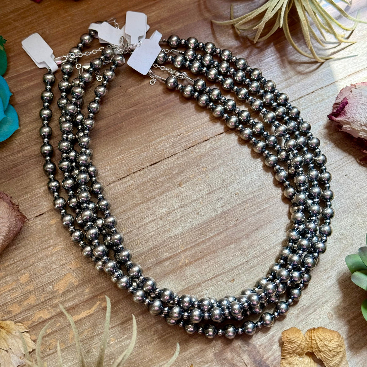 18" Sterling Silver Pearl Necklace – 4mm &amp; 8mm