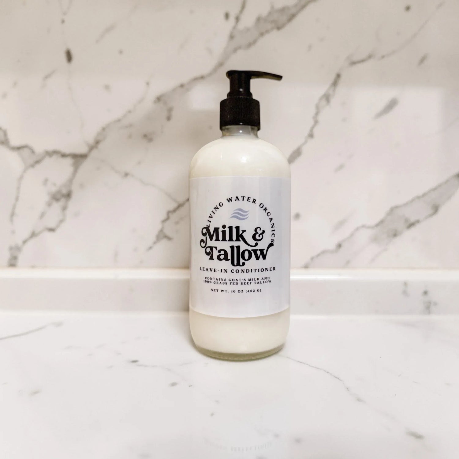 Living Water Organics 16 oz Tallow, Shea &amp; Goat Milk Leave-In Conditioner