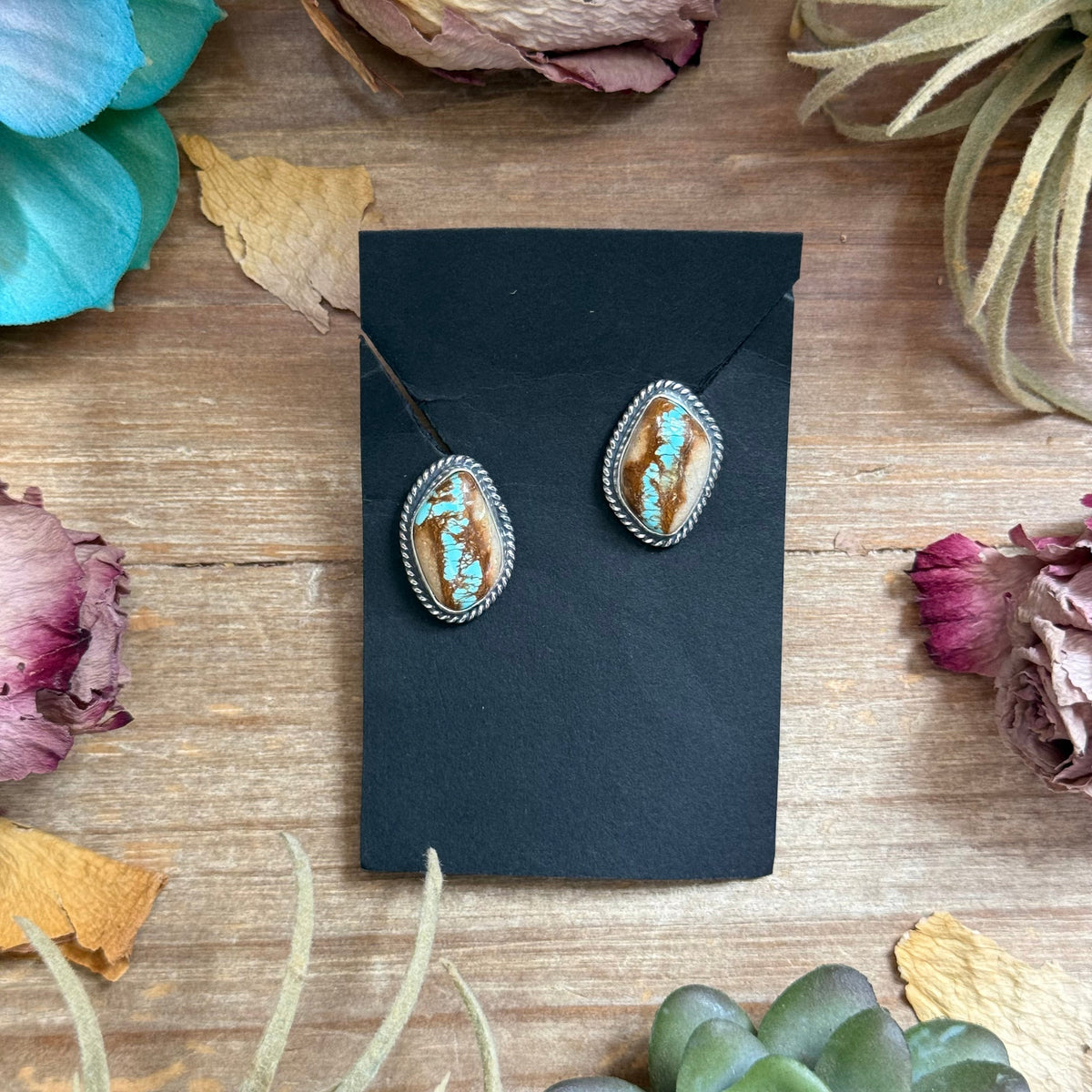 Ribbon Royston Turquoise Stud Earrings by Jason Ogg – No. 2