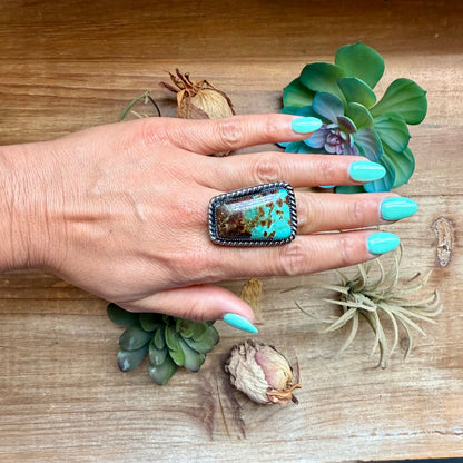 MJ Trapezoid Turquoise Sterling Silver Ring