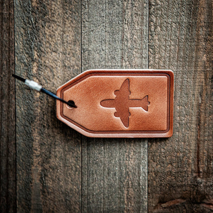 Airplane Silhouette Leather Luggage Tag