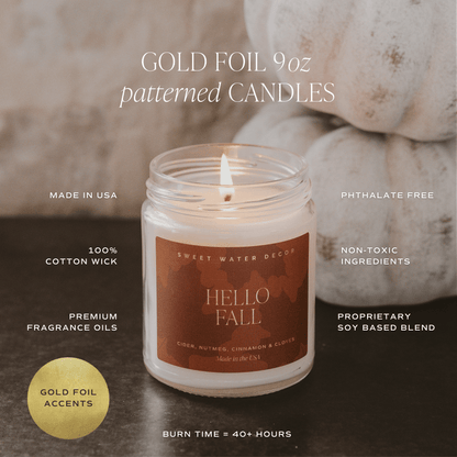 Sweet Water Decor Candles Fall Leaves Soy Candle - Patterned 9 oz - Clear Jar