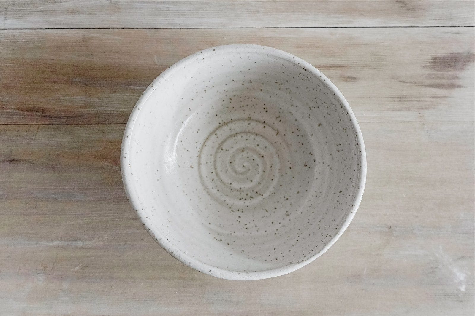 KJ Pottery Bowl Speckled White / Glazed Rim Cereal Bowl