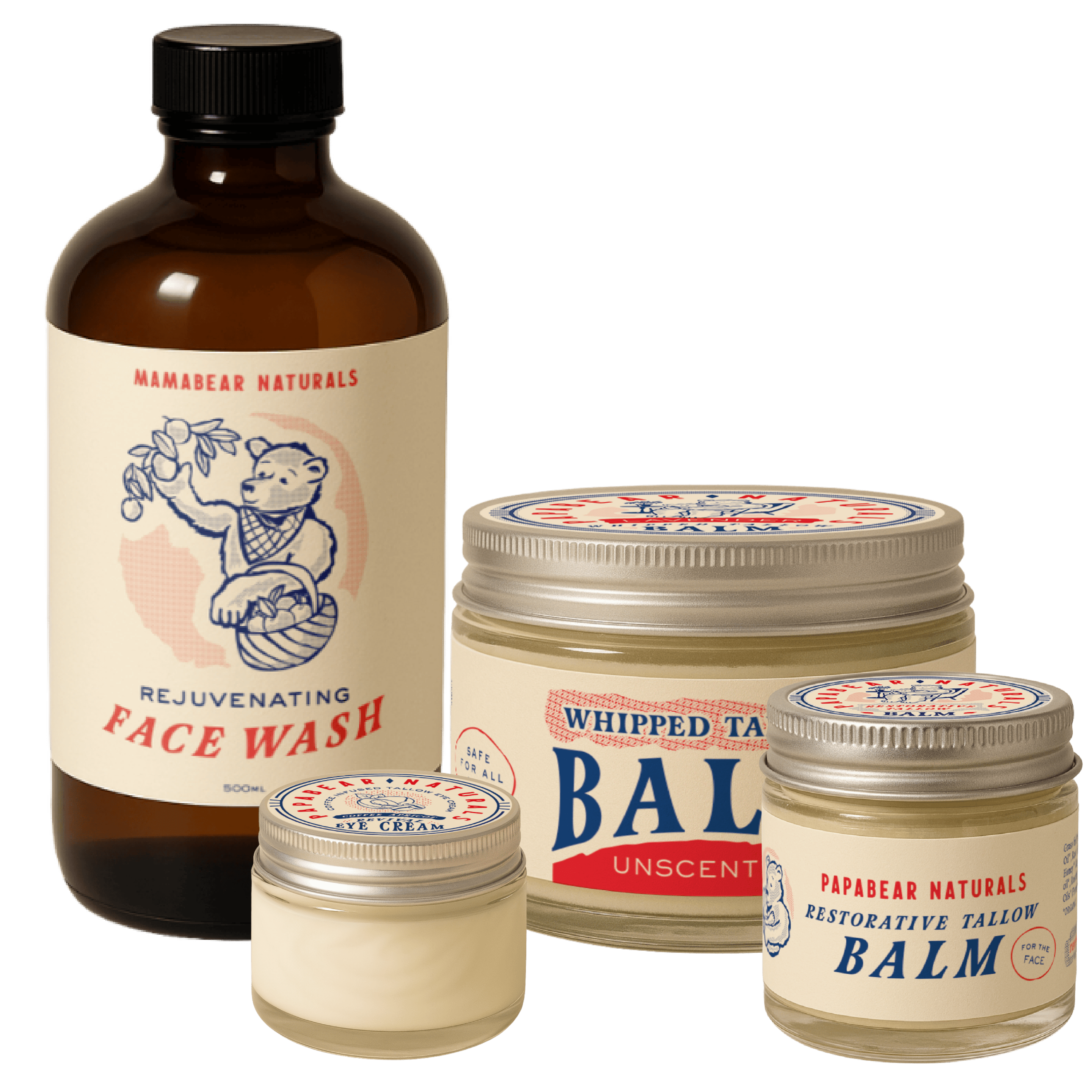PapaBear Naturals Unscented Papabear Tallow AM/PM Bundle