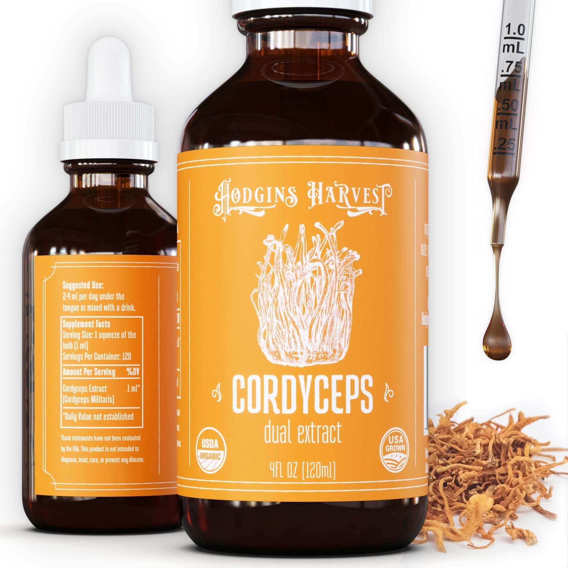 Hodgins Harvest Mushroom Extracts Cordyceps Dual Extract Tincture