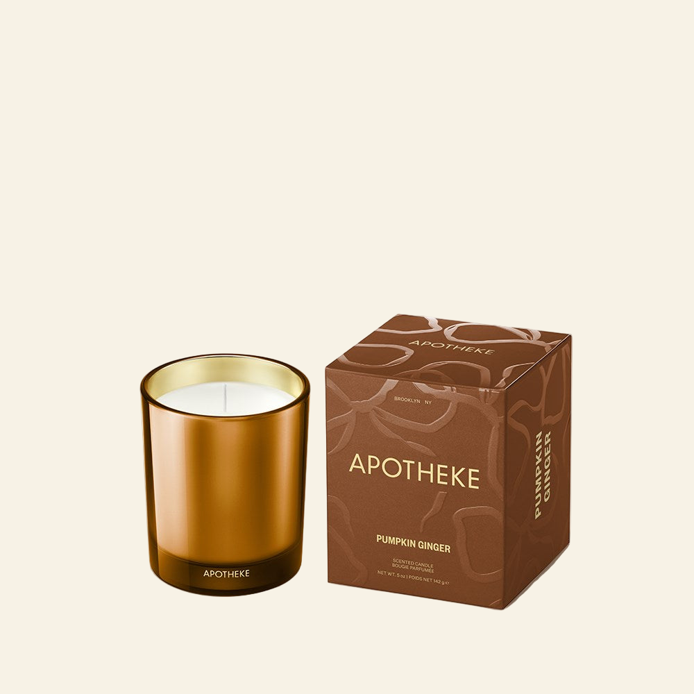 Apotheke Pumpkin Ginger candle with packaging on a white background