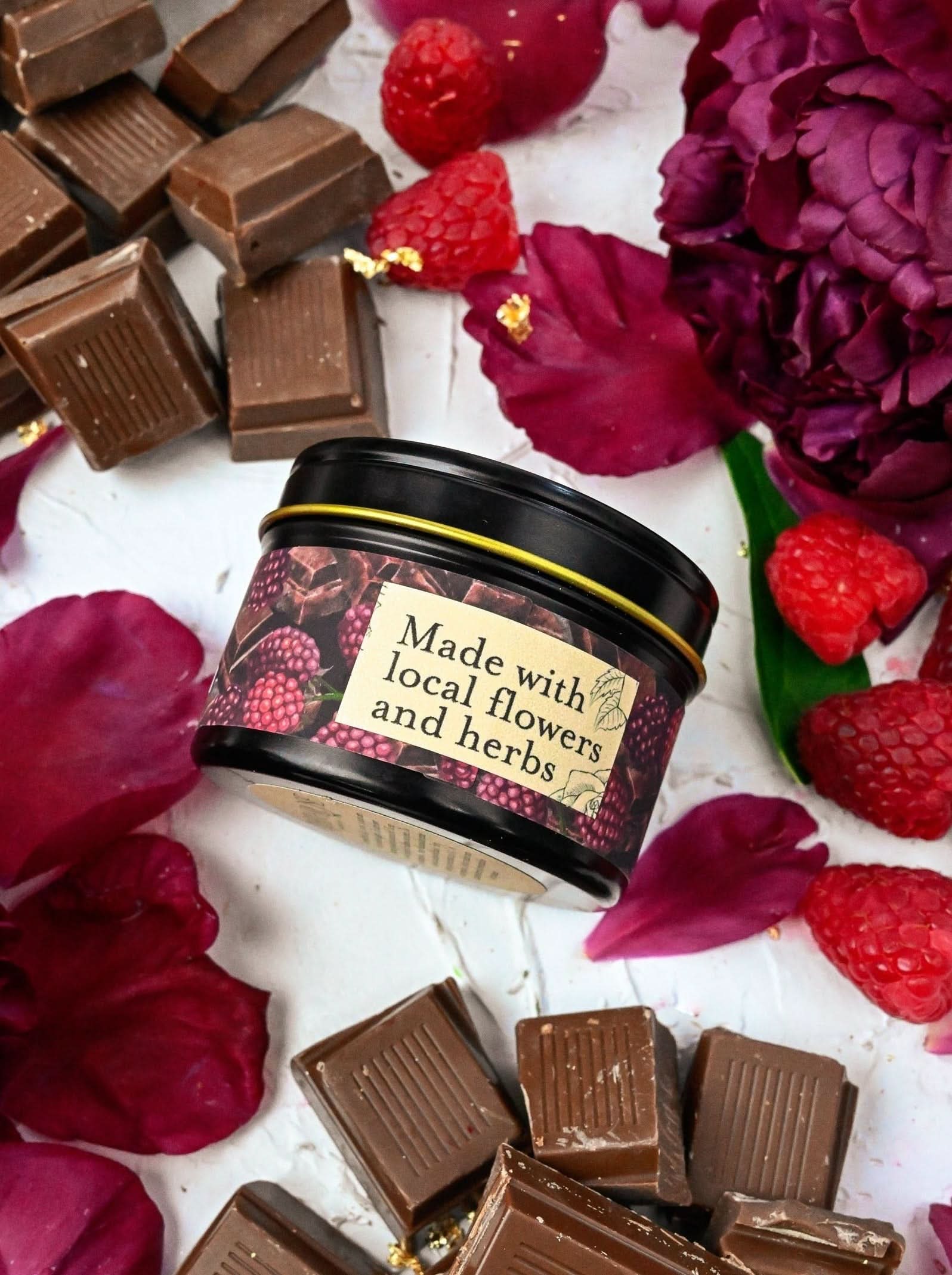 Ash &amp; Rose candle COCOA LUXE Chocolate Raspberry Candle