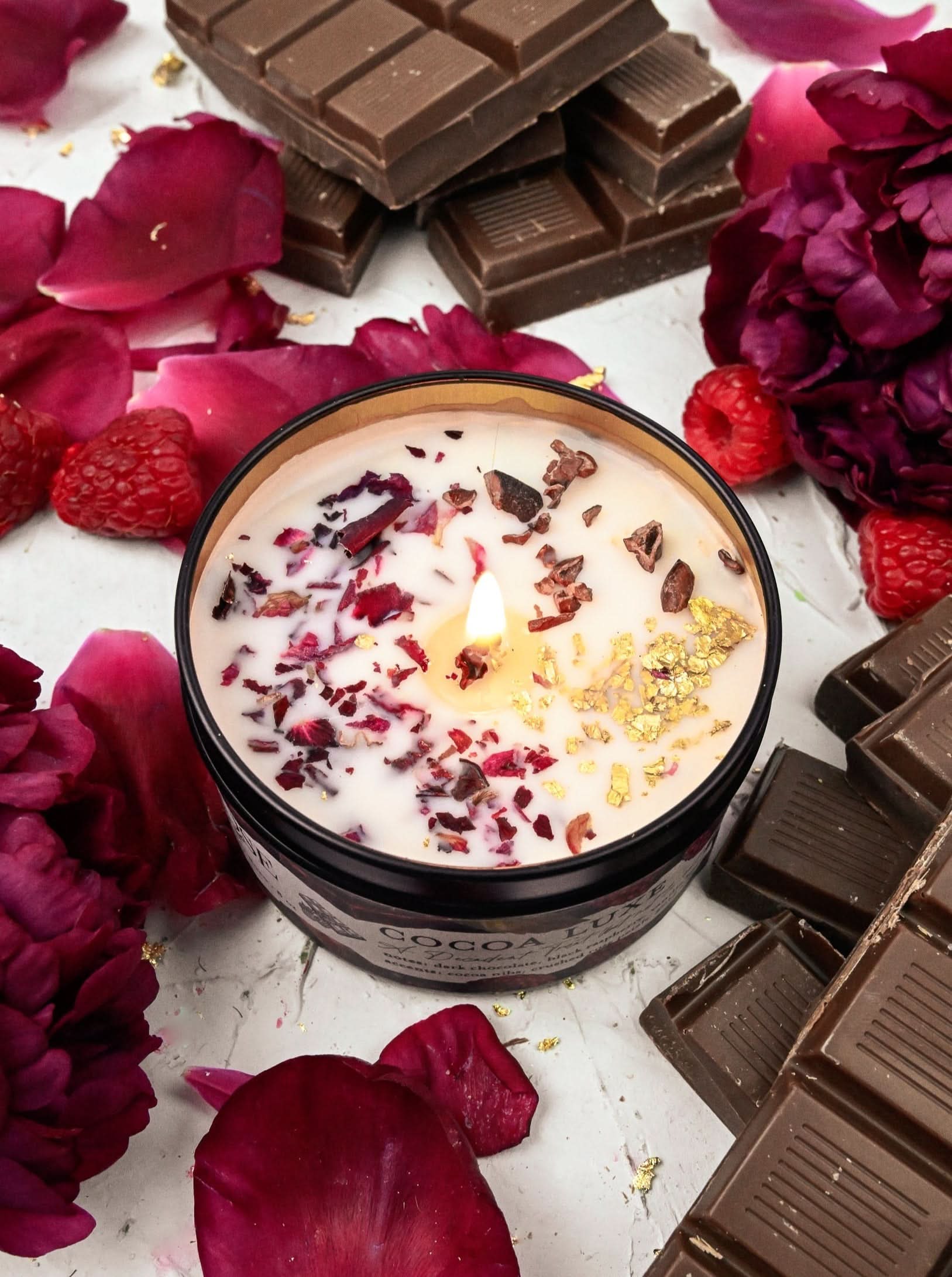 Ash &amp; Rose candle COCOA LUXE Chocolate Raspberry Candle