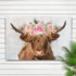 Tailored Canvases Canvas 18x12 inch Medium Premium Gallery Wrapped Highland Cow Floral Wreath Painting Canvas Wall Art
