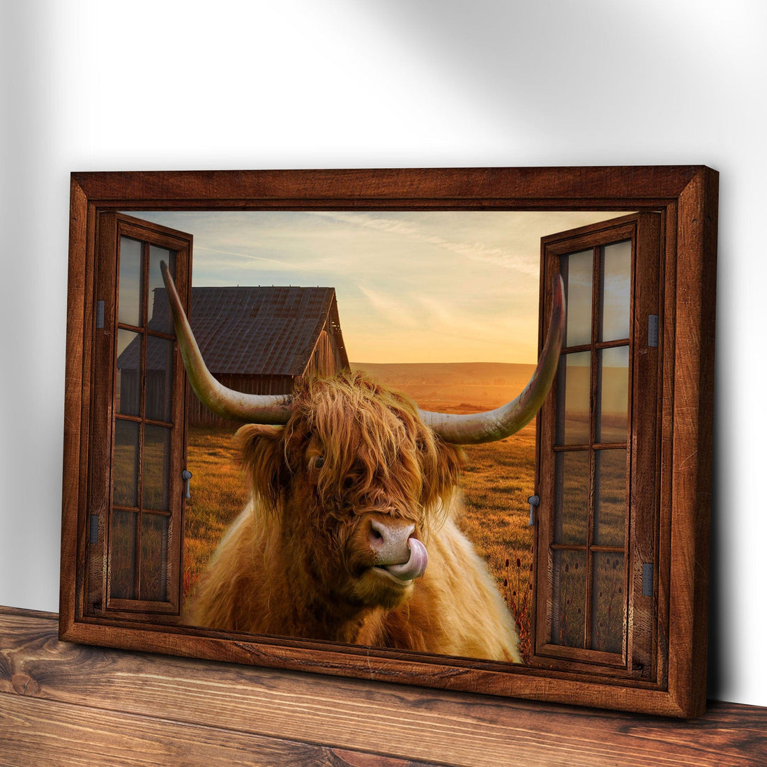 Tailored Canvases Canvas Highland Cow Window View Canvas Wall Art
